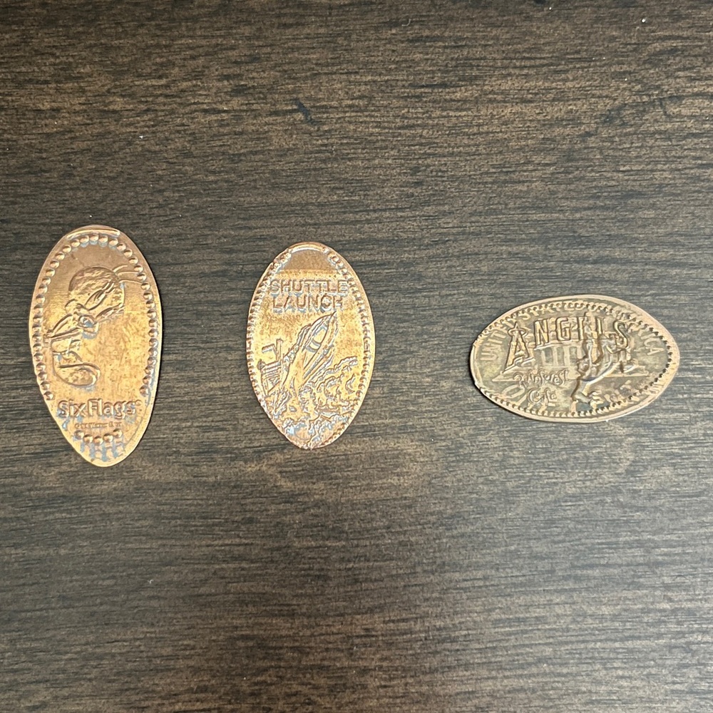 Three Elongated Pressed Smashed Coin Pennies - Vintage